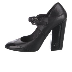 Chanel Pre Owned 2008 Leather Maryjane Pumps High Heels 39.5  9.5